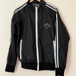 Black Windbreaker Jacket with White Trim - Unbranded